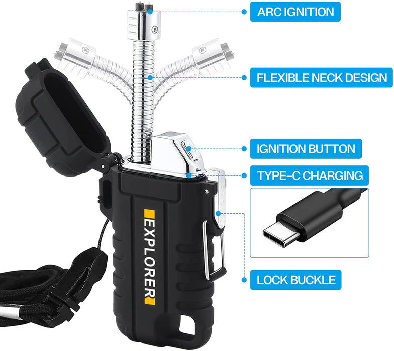 Encendedor eléctrico USB impermeable: Nizirioo, encendedor retráctil recargable con cuello flexible de 360 grados - Quierox - Tienda Online