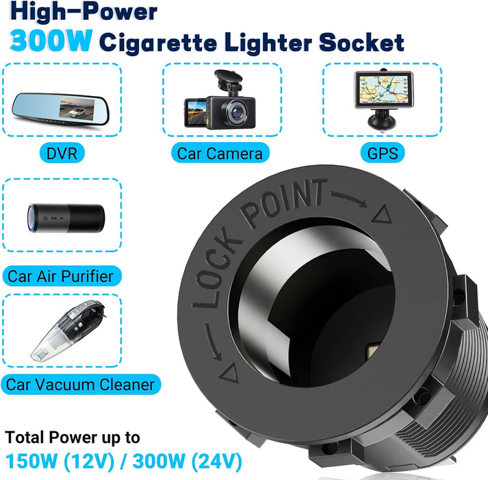Enchufe para encendedor de cigarrillos de panel USB de 12 V con interruptor basculante - Quierox - Tienda Online