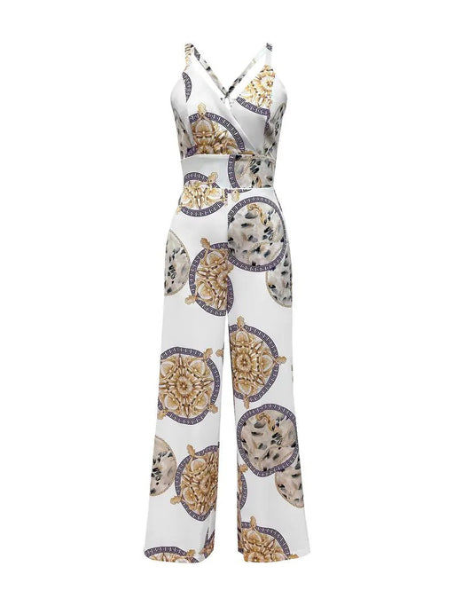 Enterizo De Pierna Ancha, Con Estampado Tropical, Sin Mangas, De Mujer - Quierox - Tienda Online