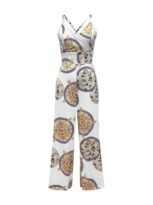 Enterizo De Pierna Ancha, Con Estampado Tropical, Sin Mangas, De Mujer - Quierox - Tienda Online