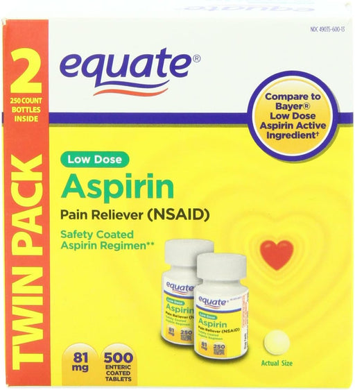 Equate analgésico de aspirina de dosis baja, 500 unidades - Quierox - Tienda Online