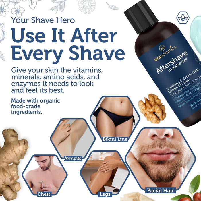 Era Organics Aftershave for Men - Loción calmante e hidratante para después del afeitado, 4oz - Quierox - Tienda Online