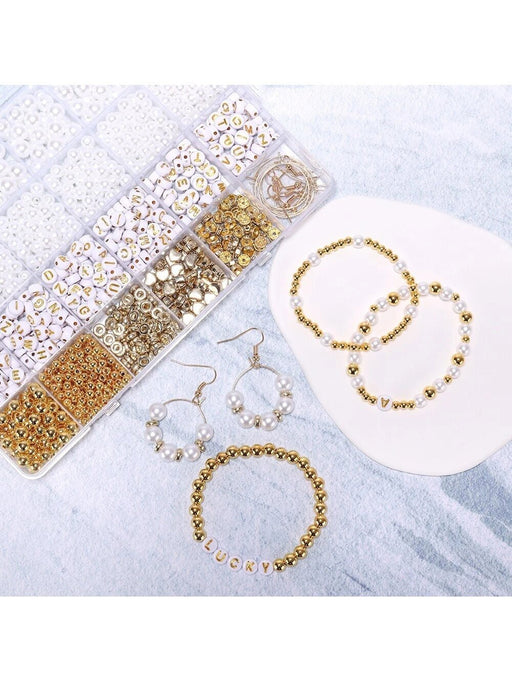 Esferas De Color Dorado Para Hacer Pulseras Kit De Bricolaje Con Perlas De Imitación - Quierox - Tienda Online