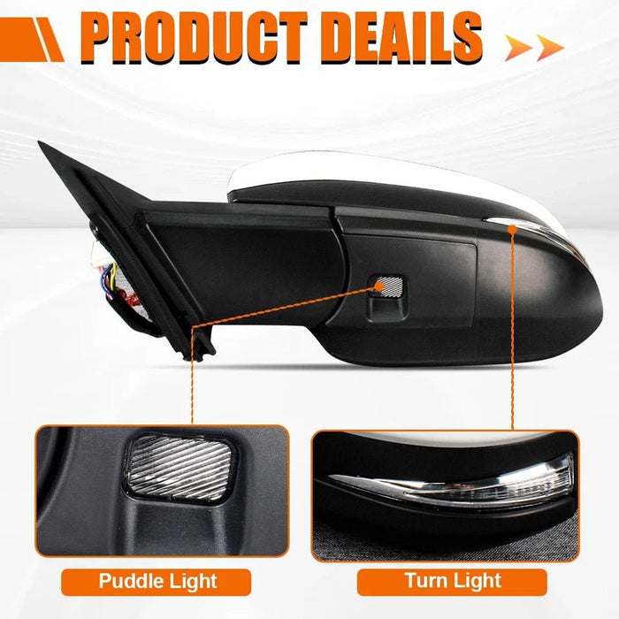 Espejo retrovisor izquierdo para Toyota 4Runner 14 - 21 perla blanco Turn Singal Puddle Light Mirror - Quierox - Tienda Online