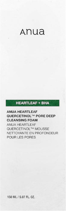 Espuma limpiadora profunda de poros con quercetinol de ANUA Heartleaf, 150 ml - Quierox - Tienda Online
