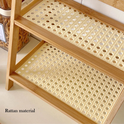 Estantería de almacenamiento de madera de 2 niveles, soporte de escritorio de ratán - Quierox - Tienda Online