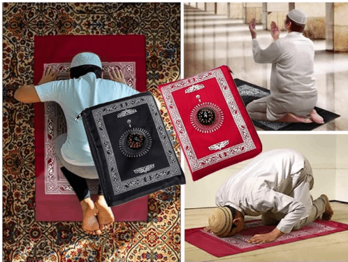 Estera de oración islámica, de viaje musulmana de poliéster impermeable con brújula - Quierox - Tienda Online