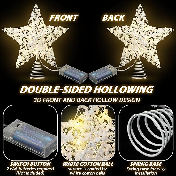 Estrella decorativa para árbol de Navidad con luces LED - Quierox - Tienda Online