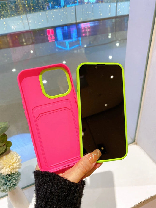 Estuche Apple 2 en 1 rosa intenso desmontable con ranura para tarjetas de una sola capa - Quierox - Tienda Online