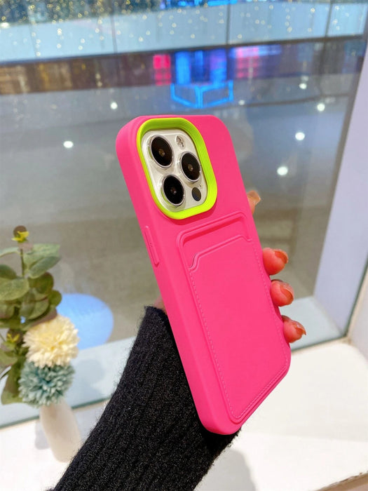 Estuche Apple 2 en 1 rosa intenso desmontable con ranura para tarjetas de una sola capa - Quierox - Tienda Online