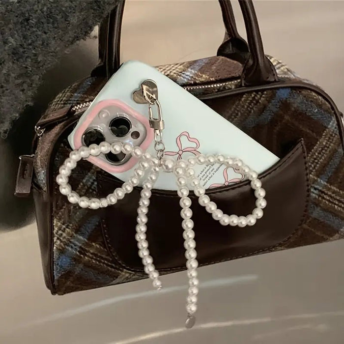 Estuche de teléfono de perla de arco de moño 3D estiloso coreano - Quierox - Tienda Online