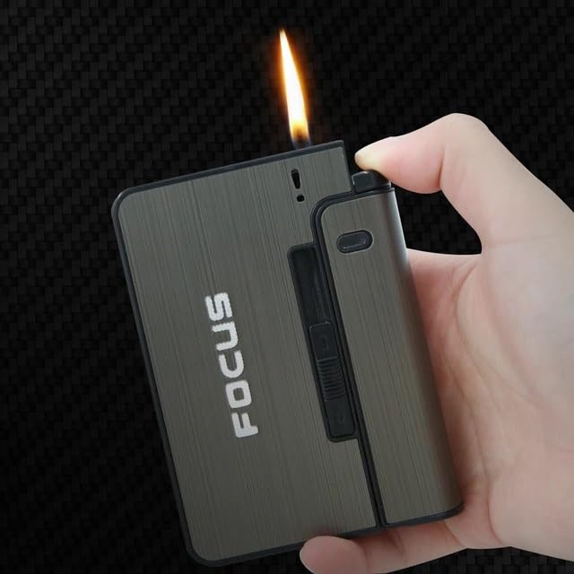 Estuche para cigarrillos y encendedor portátil Focusi/Expulsión automática de cigarrillos - Quierox - Tienda Online