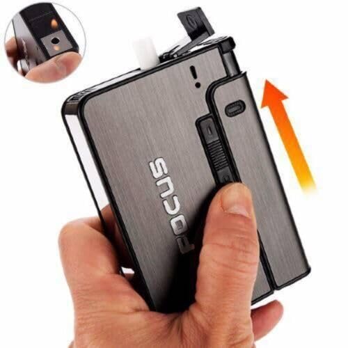 Estuche para cigarrillos y encendedor portátil Focusi/Expulsión automática de cigarrillos - Quierox - Tienda Online