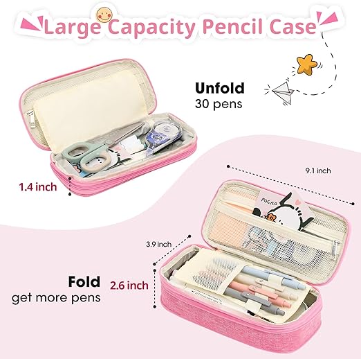 Estuche para lápices, estuche para lápices para niñas y mujeres, con letra N rosado - Quierox - Tienda Online