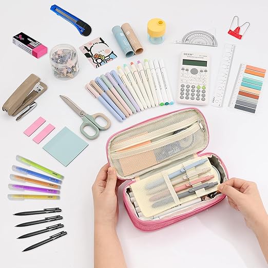 Estuche para lápices, estuche para lápices para niñas y mujeres, con letra N rosado - Quierox - Tienda Online