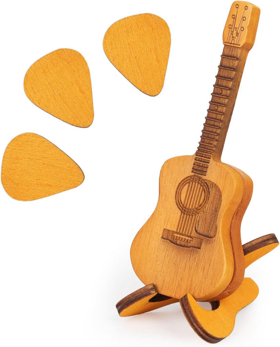 Estuche para púas de guitarra, caja de púas de guitarra de madera con 3 púas - Quierox - Tienda Online