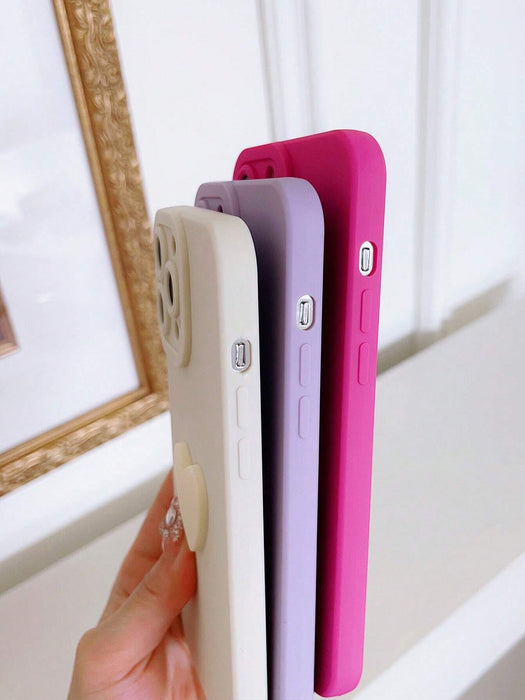 Estuche para teléfono con decoración de corazón de neón rosa Y2K de 3 piezas - Quierox - Tienda Online