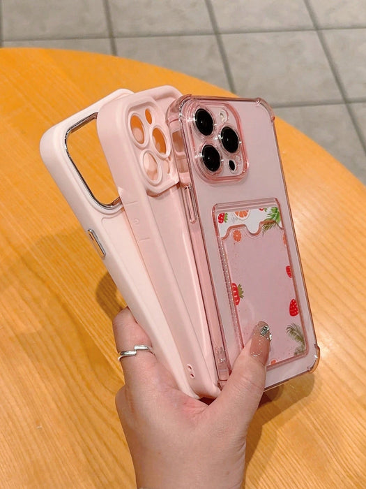 Estuche protector para teléfono Apple con tarjetero, color rosa bebé, 3 unidades - Quierox - Tienda Online