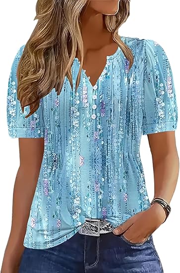 ETCYY Camisas para mujer, elegantes, casuales, de manga corta, para verano - Quierox - Tienda Online
