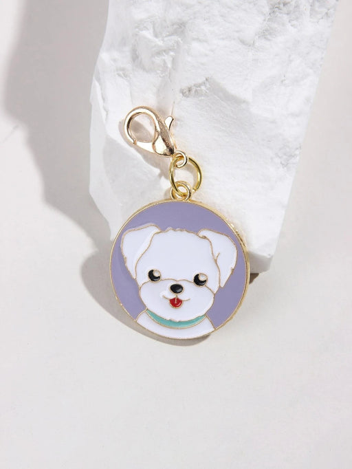 Etiqueta redonda para perro con diseño de Pomerania, multicolor, 1 pieza (collar no incluido) - Quierox - Tienda Online