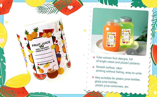 Etiquetas adhesivas de plástico para botellas de jugo de frutas 1.5 x 2.5 pulgadas - Quierox - Tienda Online