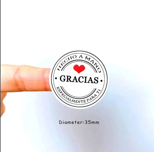 Etiquetas Stickers Gracias Hecho A Mano 100 Piezas - Quierox - Tienda Online