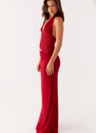 Exclusivo de Peppermayo - Vestido largo con cuello halter Main Act - Frambuesa - Quierox - Tienda Online