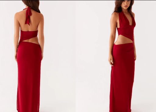 Exclusivo de Peppermayo - Vestido largo con cuello halter Main Act - Frambuesa - Quierox - Tienda Online