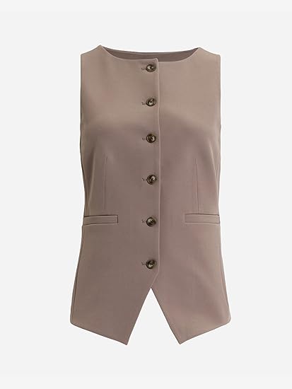 Express Chaleco blazer de sarga elástica Studio con cuello barco y corte - Quierox - Tienda Online