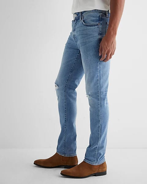 EXPRESS Vaqueros pitillo con lavado claro, rotos y muy elásticos - Quierox - Tienda Online