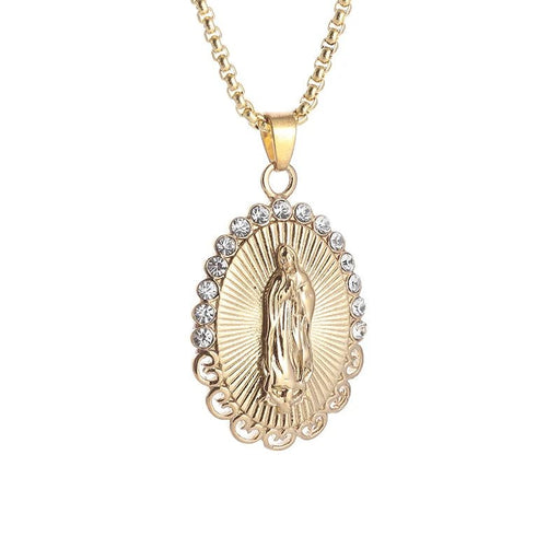 Exquisito collar con colgante de la Virgen María con circonita católica - Quierox - Tienda Online
