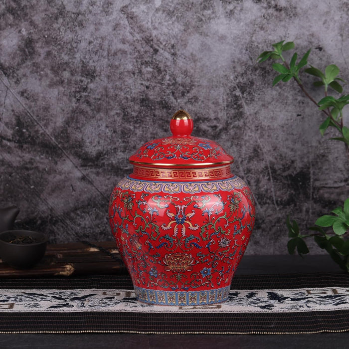 Exquisito jarrón de jengibre esmaltado, hecho a mano con diseño inspirado en los generales de la dinastía Yuan - Quierox - Tienda Online