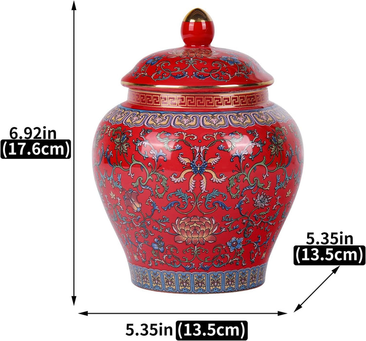 Exquisito jarrón de jengibre esmaltado, hecho a mano con diseño inspirado en los generales de la dinastía Yuan - Quierox - Tienda Online