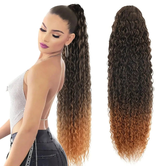 Extensiones de cola de caballo sintética larga y rizada para mujeres, con cordón - Quierox - Tienda Online