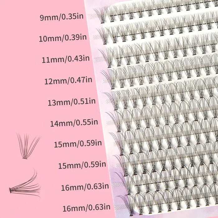 Extensiones de pestañas individuales DIY voluminosas y con puntas, 10P - D9 - 16Mix - Quierox - Tienda Online