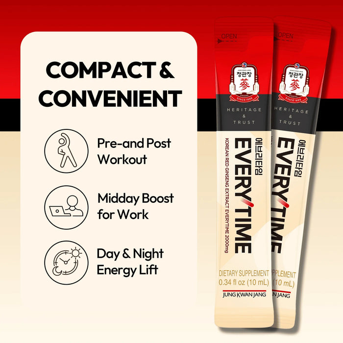 Extracto de ginseng rojo coreano JungKwanJang, 2000 mg, para usar siempre | 10 sobres - Quierox - Tienda Online