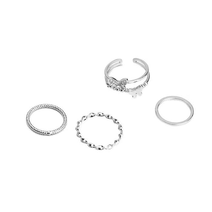 Juego de Anillos Ajustables de Mariposa con Círculo Abierto para Mujer