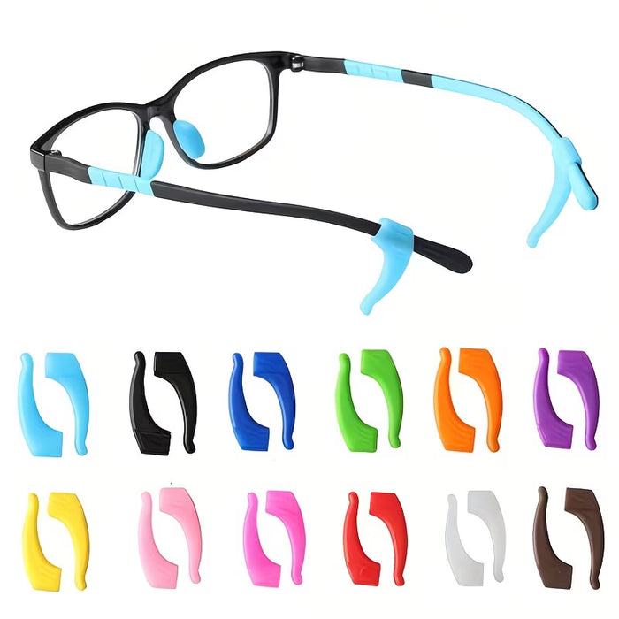 Un par de ganchos de silicona antideslizantes para gafas