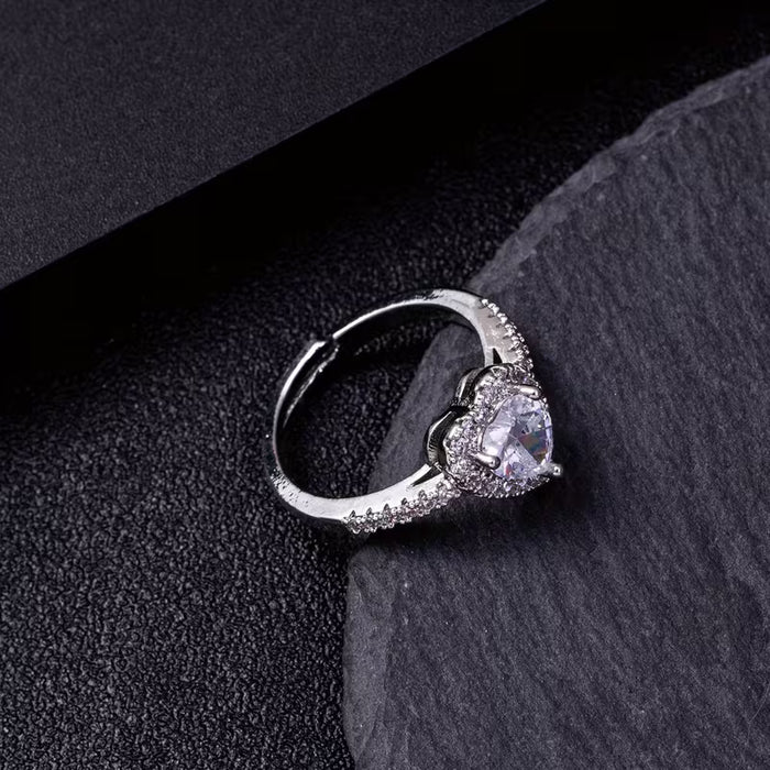Anillo de boda elegante con forma de corazón, Tamaño de dedo ajustable