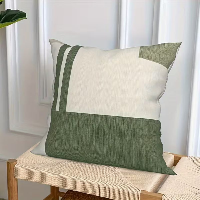 Juego de 4 Fundas de Almohada con Estampado Geométrico Bohemio - Verde y Beige