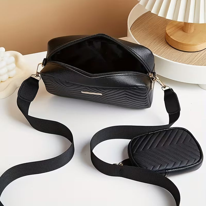 Bolso Multifuncional Bandolera Cuadrado, Con Relieve, De Hombro, Con Mini Cartera