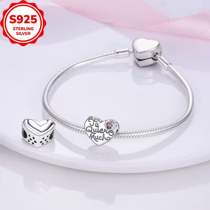 Colgante de 1 pieza con dije de cuenta de corazón guardián de plata de ley