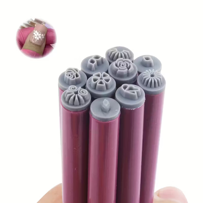 Set de 6pcs de plumas para estampar uñas, pluma para estampar uñas con diseño de flores