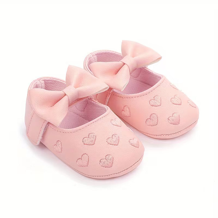 SHEIN Zapatos de niña con gran lazo y borde, suela suave para bebés