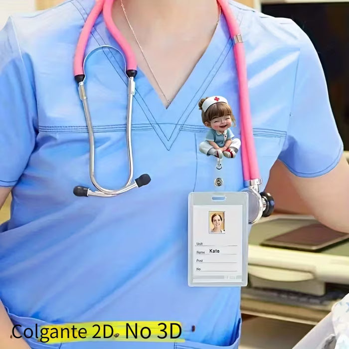 Porta identificación 2D plano acrílico para enfermera
