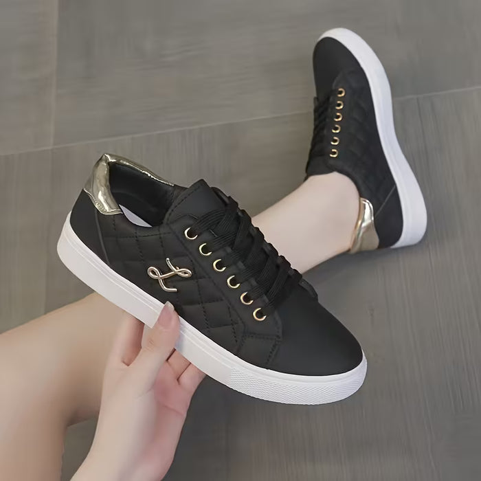 Zapatillas deportivas casuales de mujer | Parte superior baja, cierre con cordones