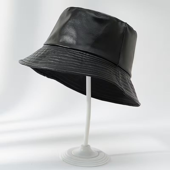 Sombrero de pescador reversible de piel sintética para mujer - Protección solar