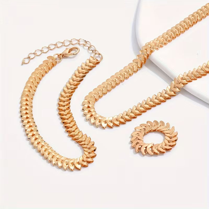 Juego de Joyería Minimalista con 3 Piezas: Collar, Pulsera y Anillo