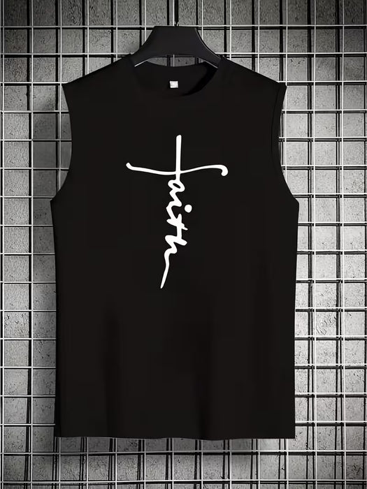 Camiseta deportiva sin mangas 1 pieza con gráfico temático de cruz abstracta