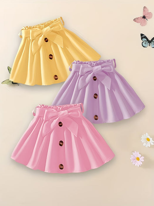 Conjunto de 3 piezas para niñas, faldita corta casual linda con cinturon